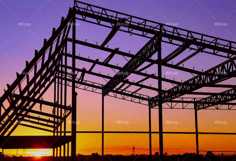 Sunset At The Stadium Construction