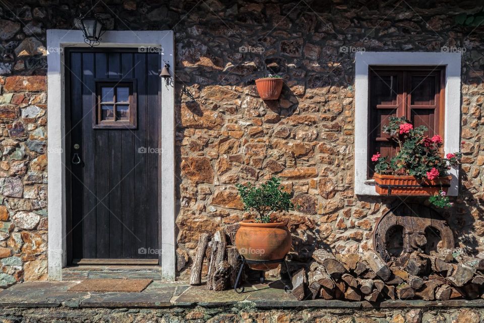 The outside of a traditional schist cottage in central Portugal 