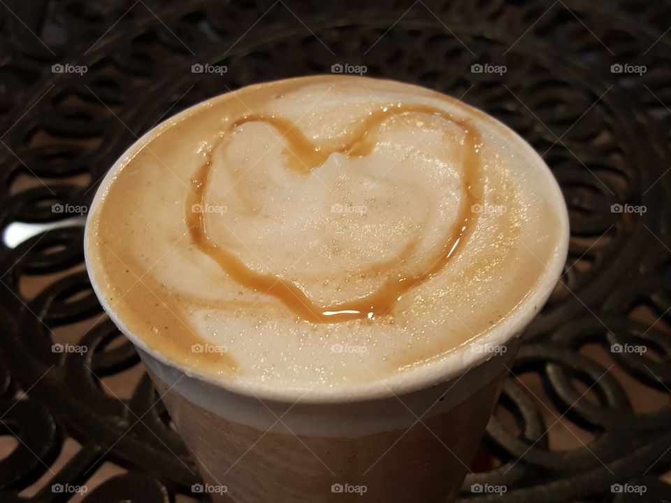 Love Coffee with caramel foam