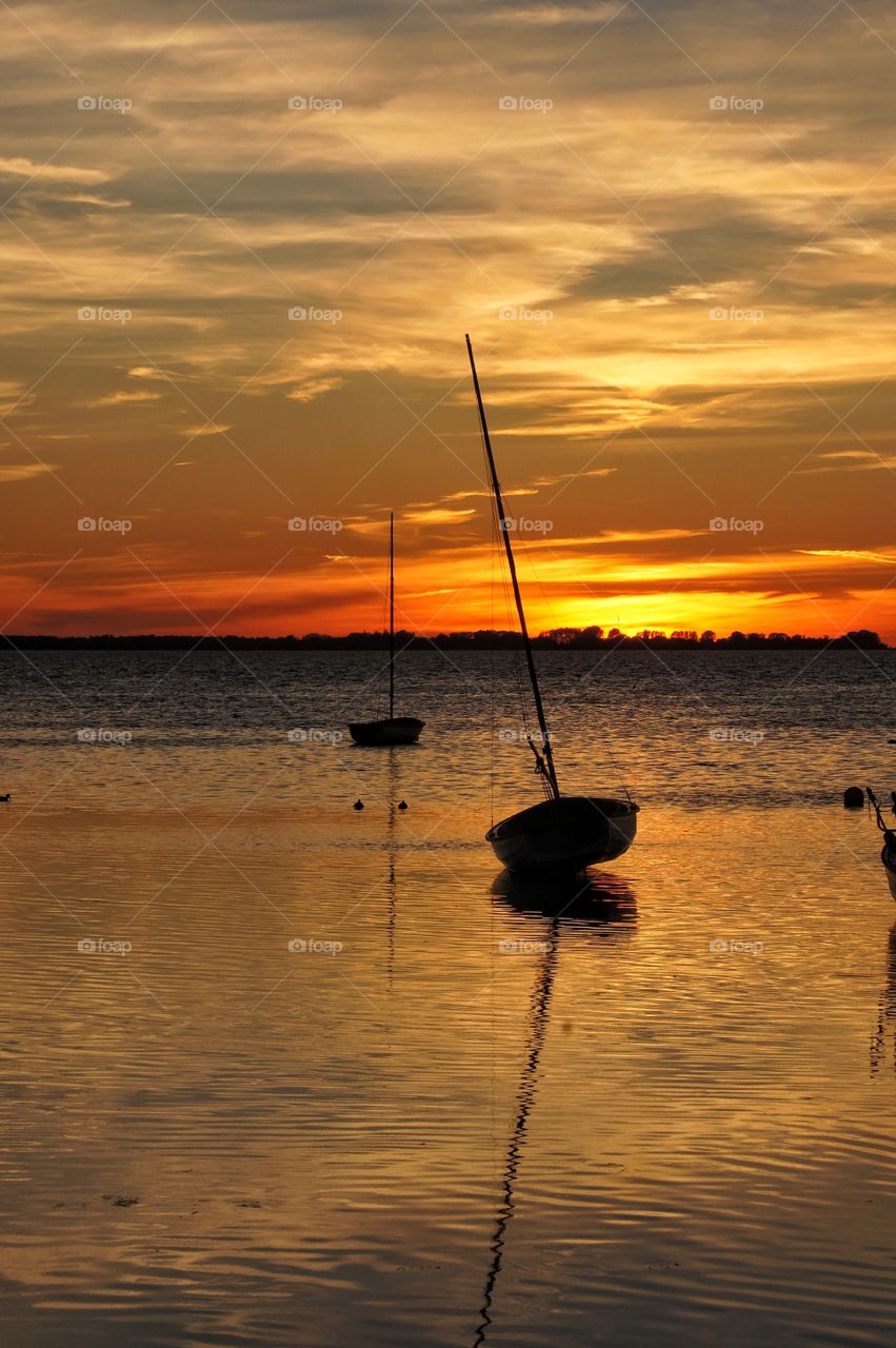 Sailboat in sunset 