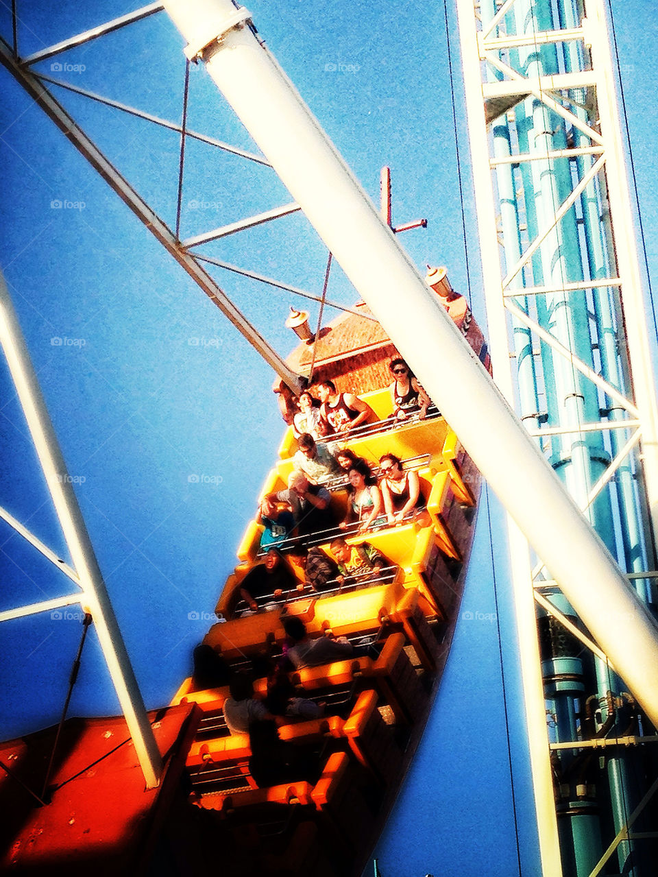 Swinging ship ride at an amusement park
