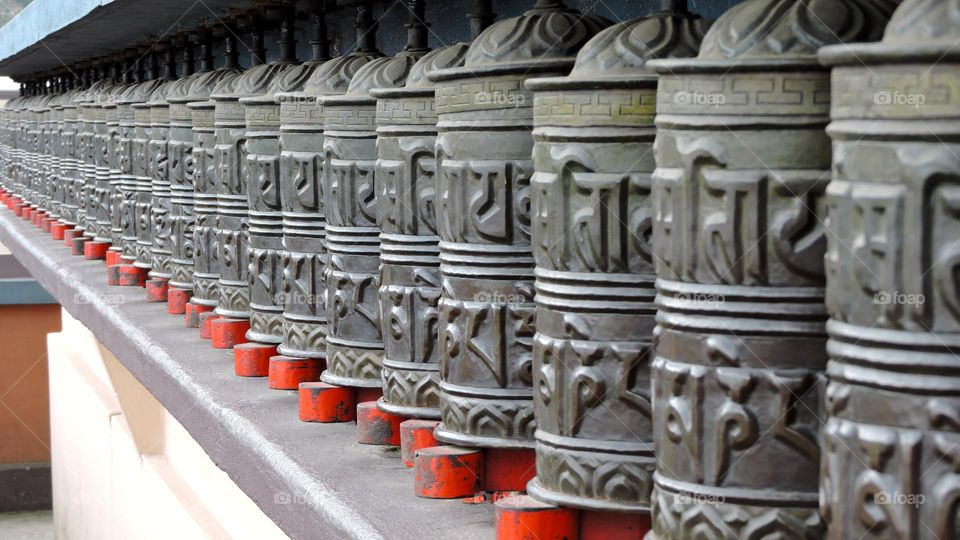 Buddhist prayer wheels