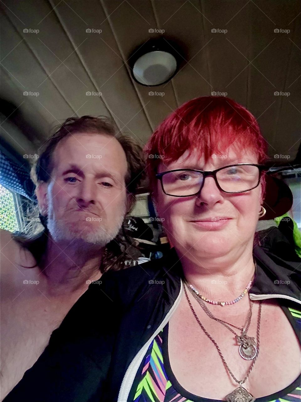 This is us, myself, “Petra Schiller” a.k.a. “Maxine Firefox” and partner “Timothy Trespas” living together on “Salvation”, a “28 foot 1969 Luhrs” cabin cruiser at “Newtown Creek” by the “Pulaski Bridge” in LIC, Queens. 2024. Hypnotic Productions