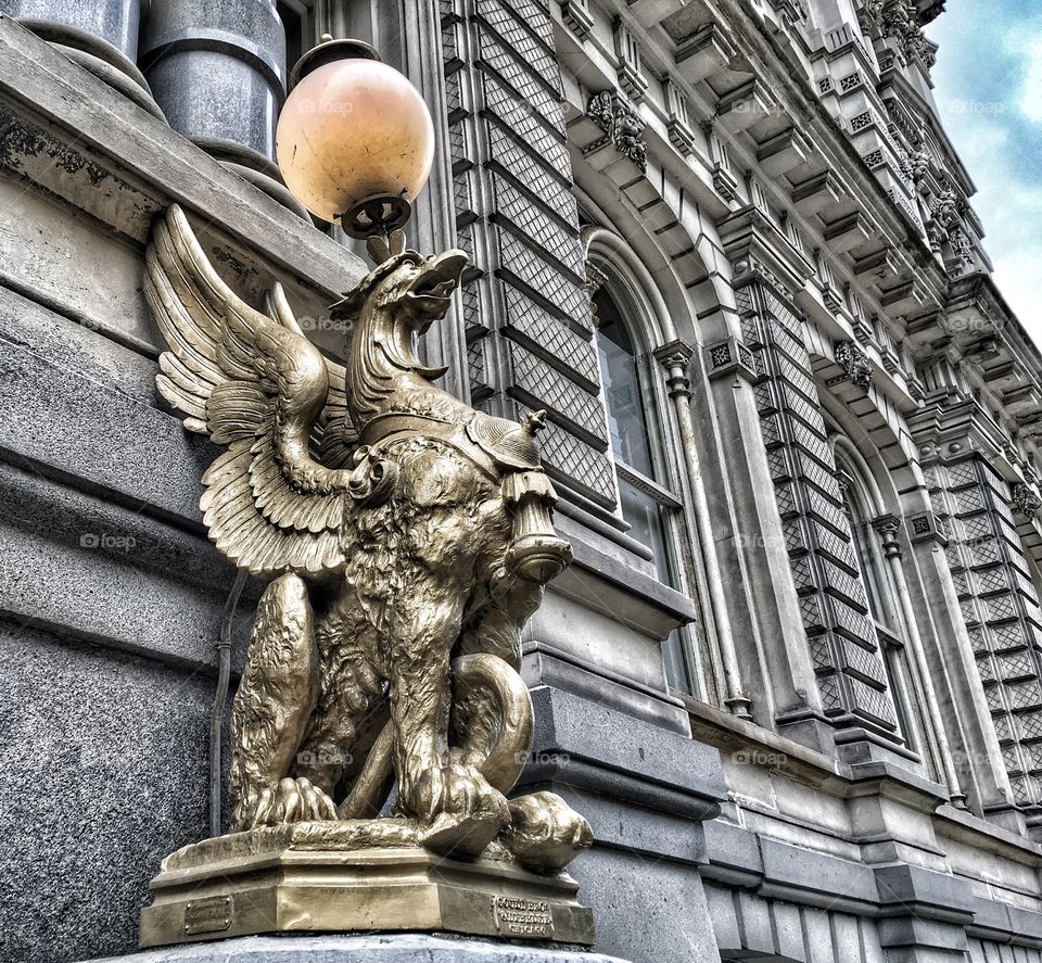 Golden lamp statue