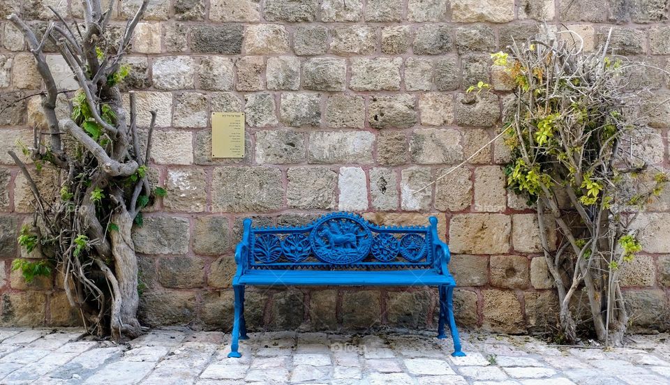 Old town 🗝️ Old wall🗝️ Blue Bench🗝️ Architecture 🗝️