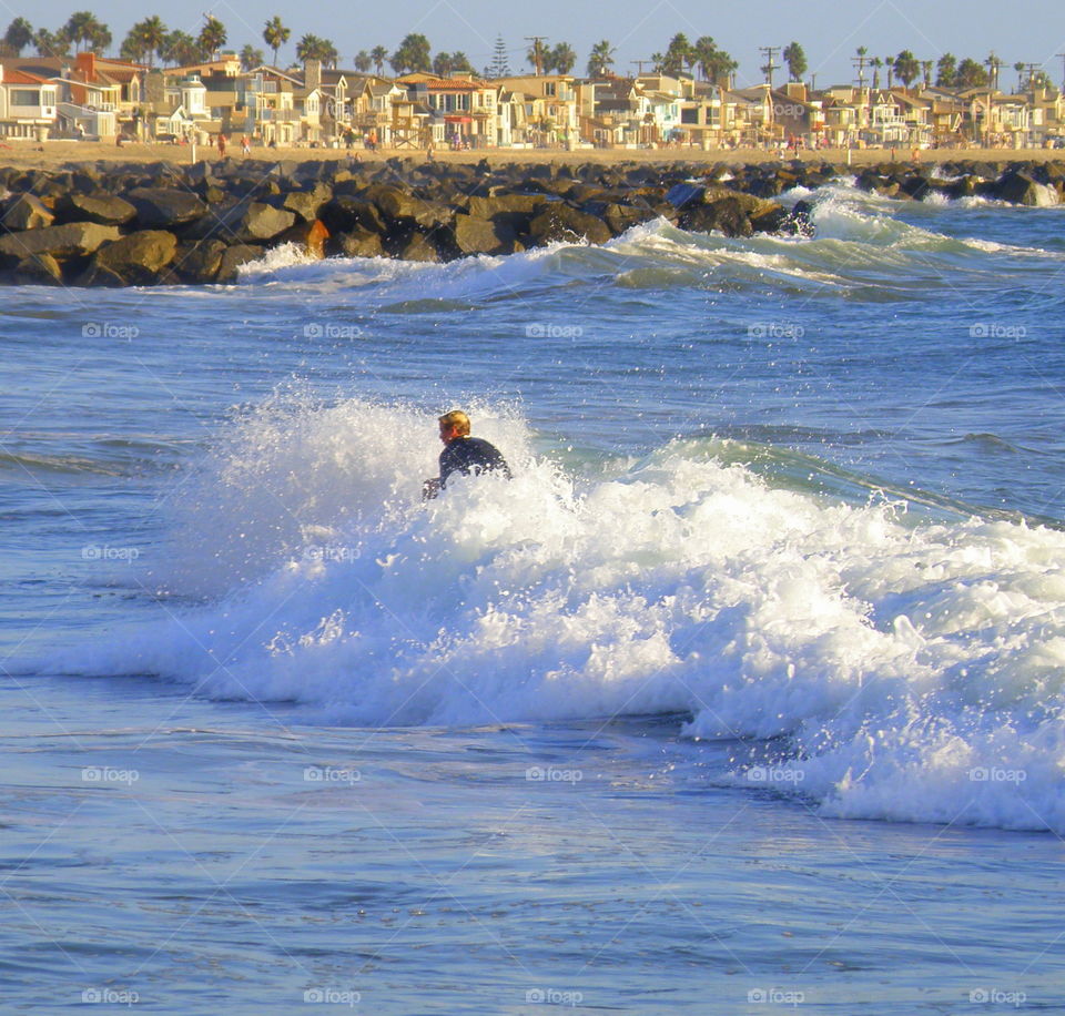 Wave Rider. Surfer dude, Newport Beach California