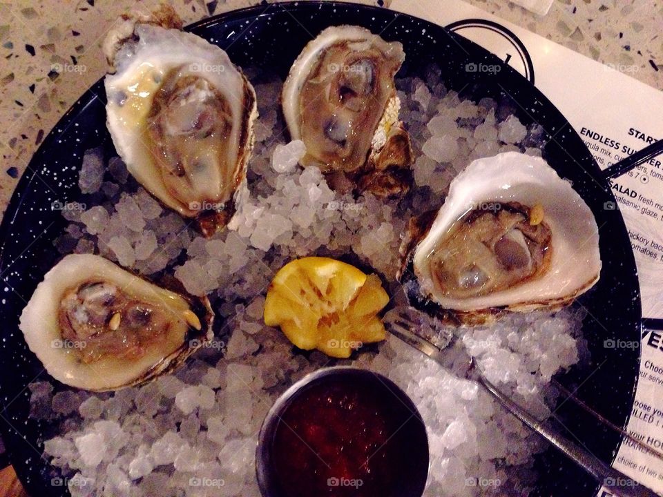 Oysters on the half shell. 