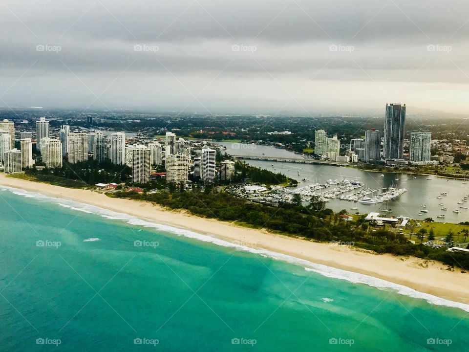 Gold Coast, Queensland Australia. A view of our home from a helicopter. A pretty amazing backyard by anyone’s standards. 