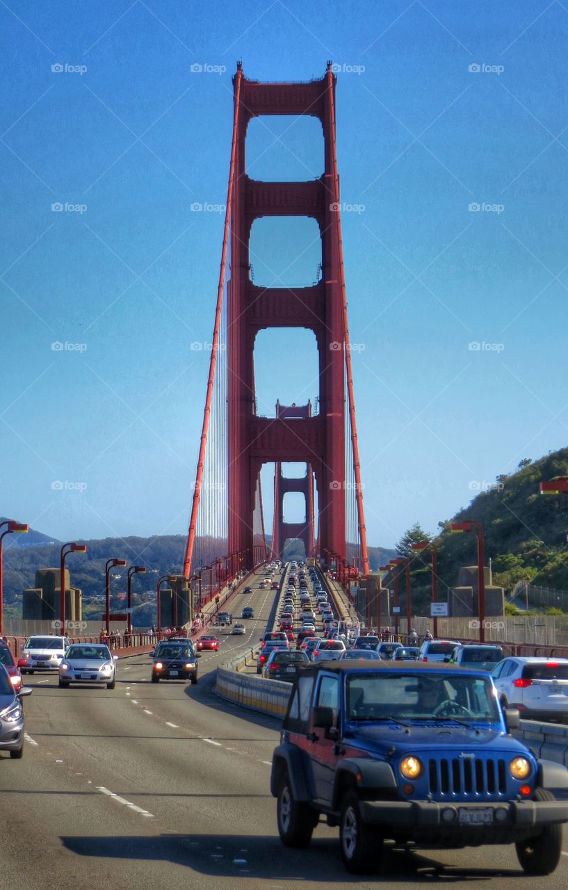 Golden Gate Bridge . Walking across the Golden Gate Bridge 
