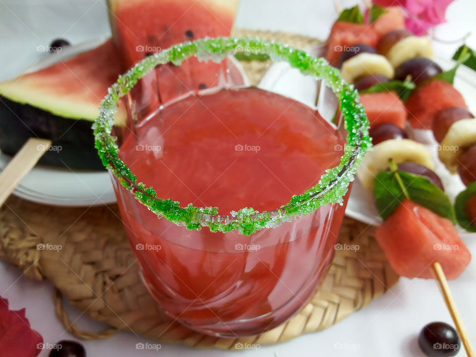 a very refreshing watermelon's juice  accompanied with various fruits