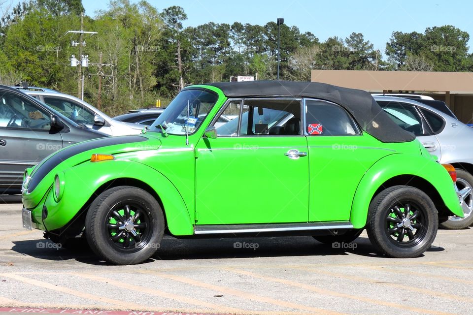 Green VW beetle