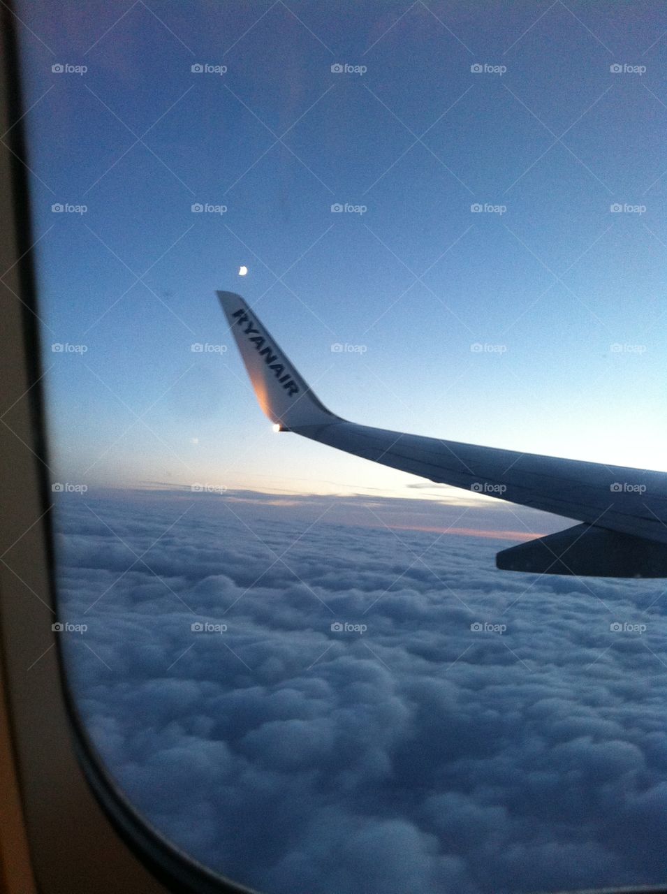 Moon and d sunset . On d flight Birmingham- Dublin 