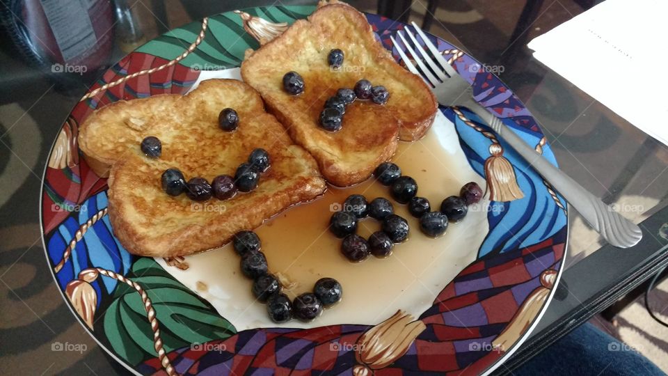 happy I am eating the blueberry french toast, sad you don't have any, LoL