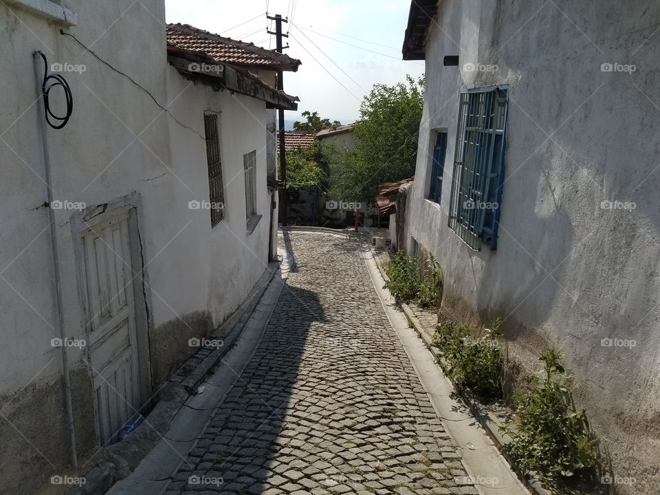 small narrow streets of the Ankara castle in Turkey overlooking the city