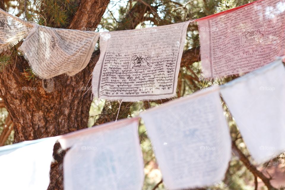 Prayer flags at Amitabha Stupa and Peace Park in Sedona, Arizona