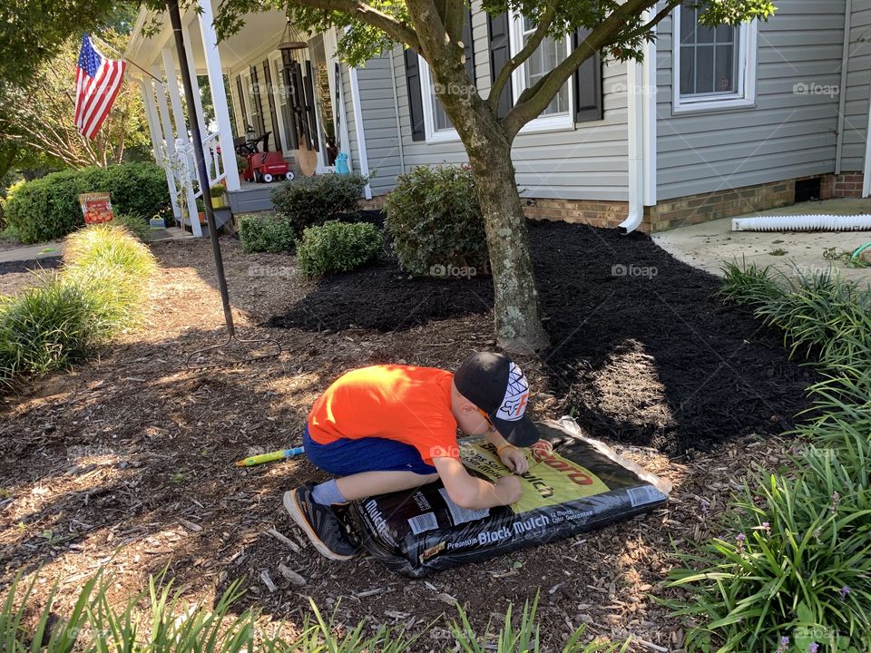 Yard work with this tiny dude 