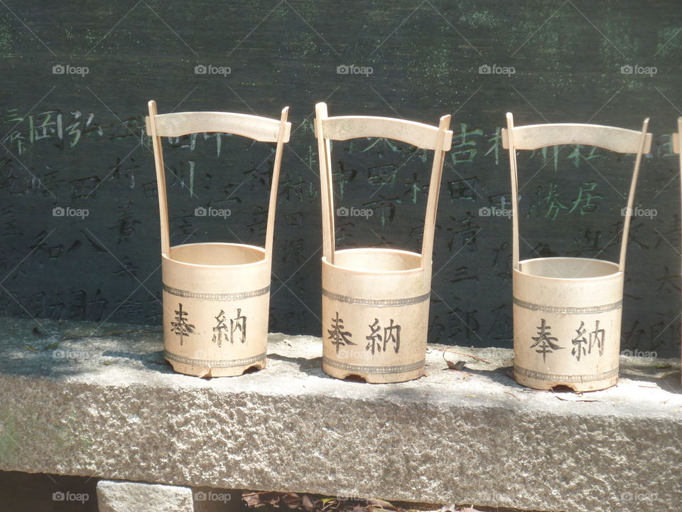 typical japanese buckets in Kyoto