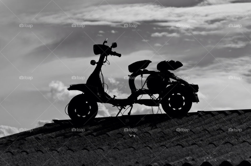 Motorcycle on the roof