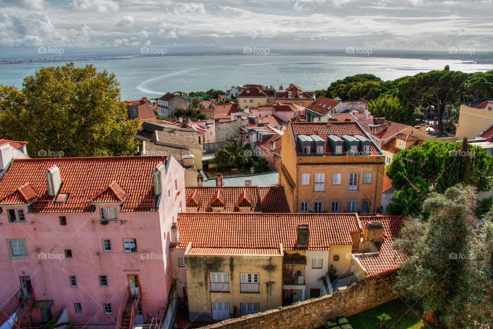 Lisbon town and the Tagus river