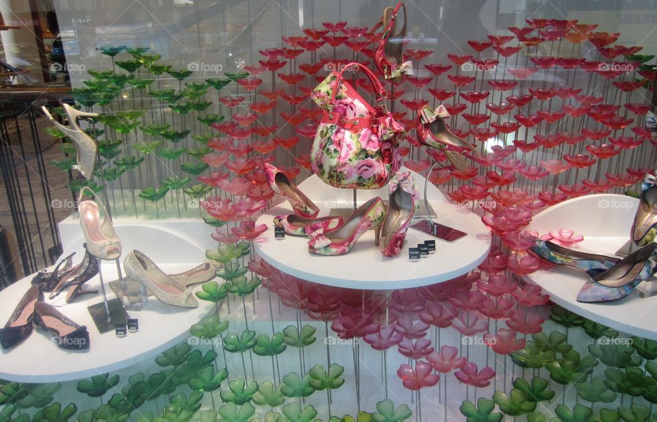 Spring Designer Shoe Display, Shop Window, Ginza, Tokyo, Japan