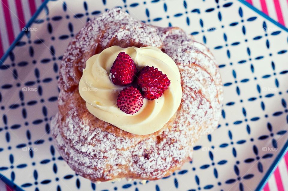 dessert with strawberries