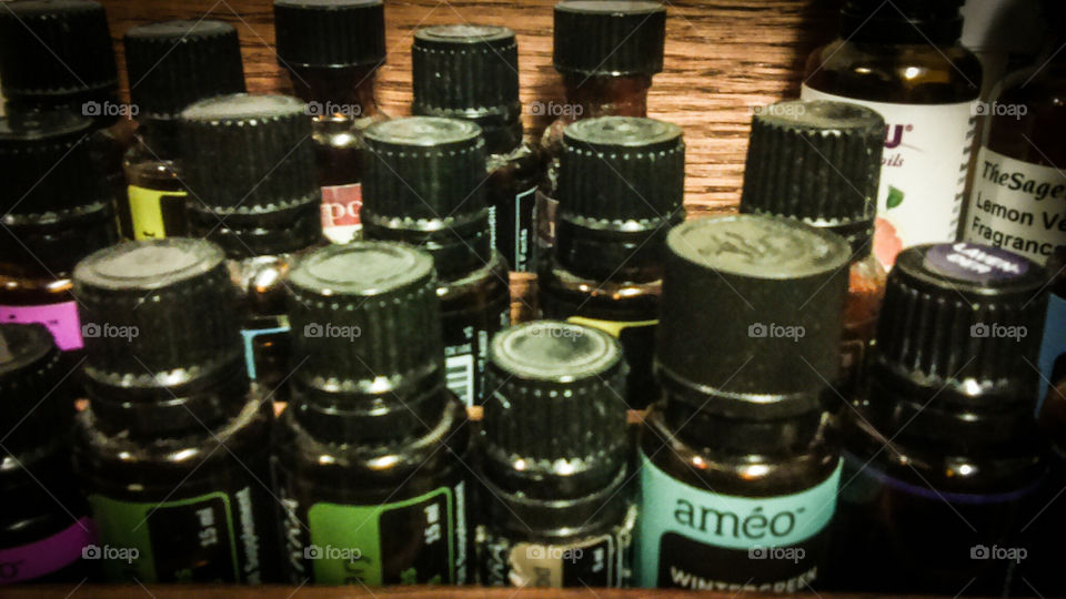 essential oil bottles at the spa!