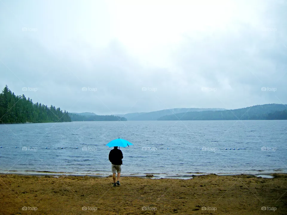 Rainy day on the beach.