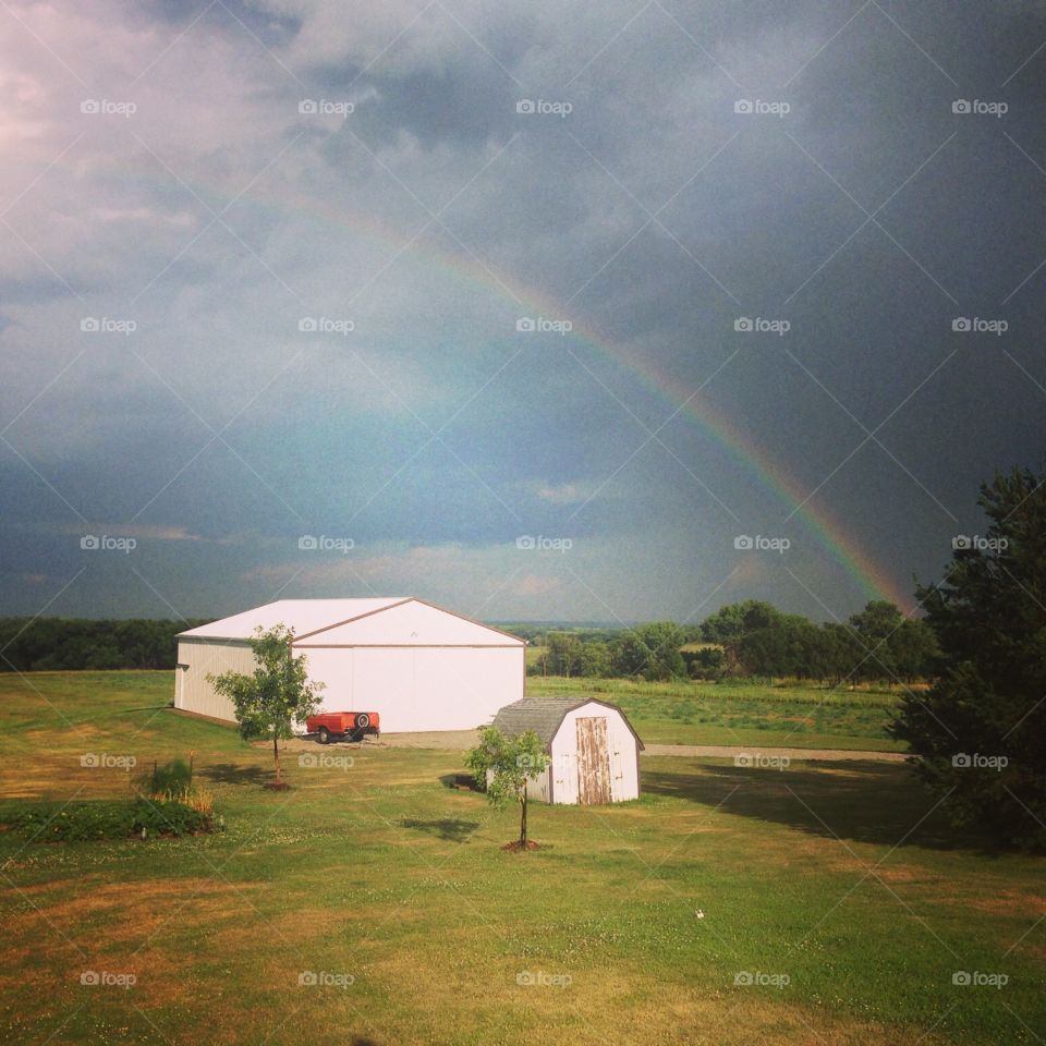 Calm after the storm. Rainbow caught on an acreage near Crete, NE