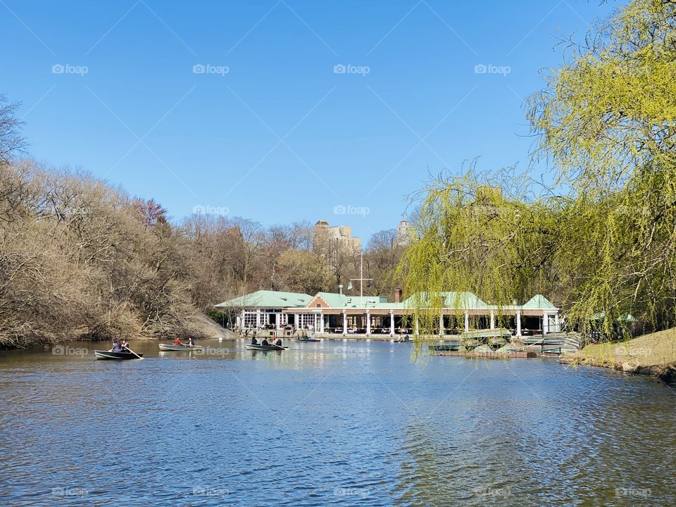 Boating on the lake in Central Park New York 