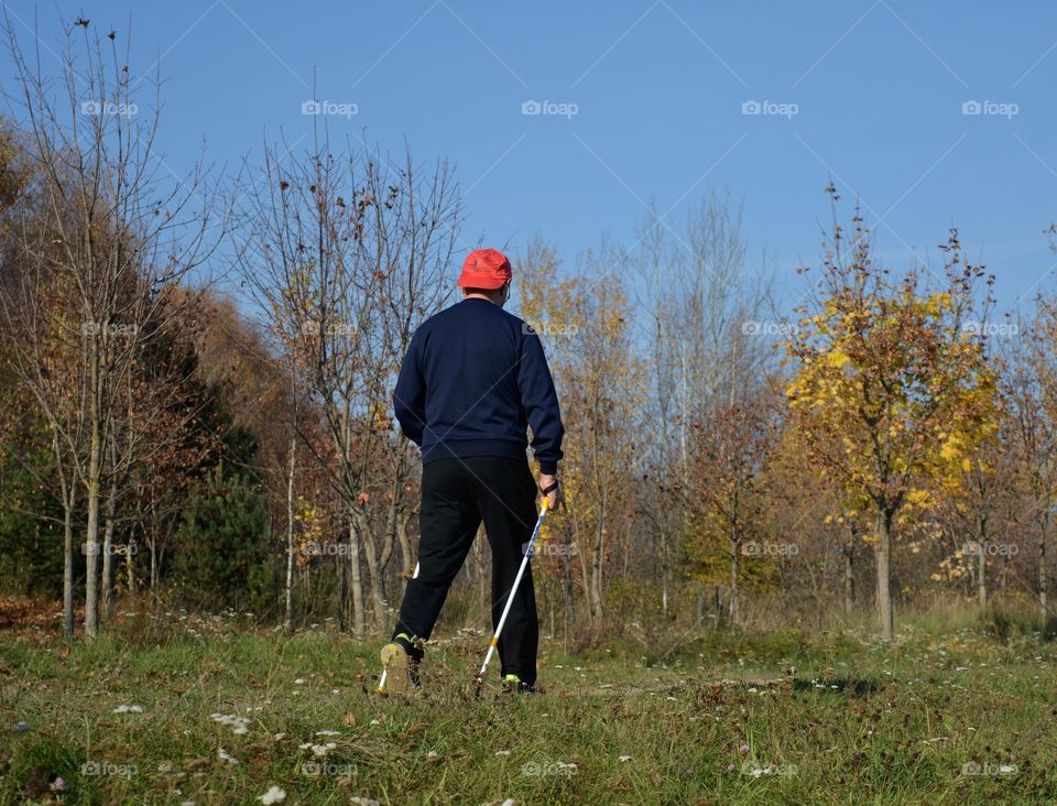 morning walking person in autumn road sports lifestyle