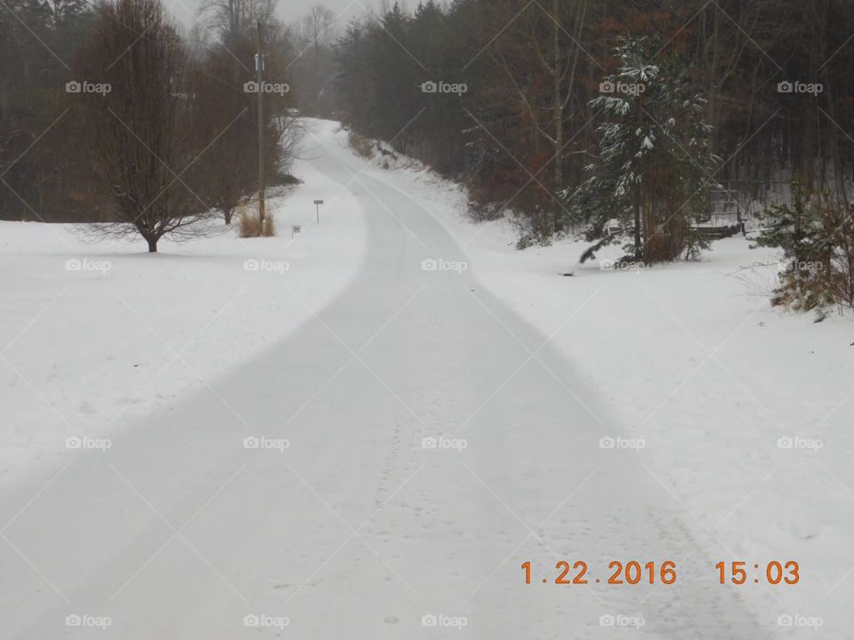 Endless snow road