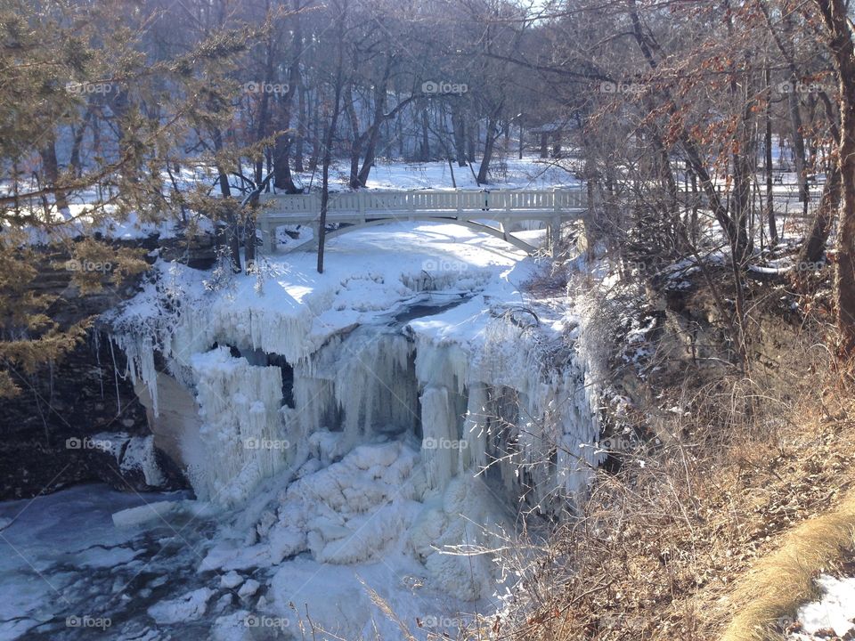 Frozen waterfall at Minneopa State Park Minnesota