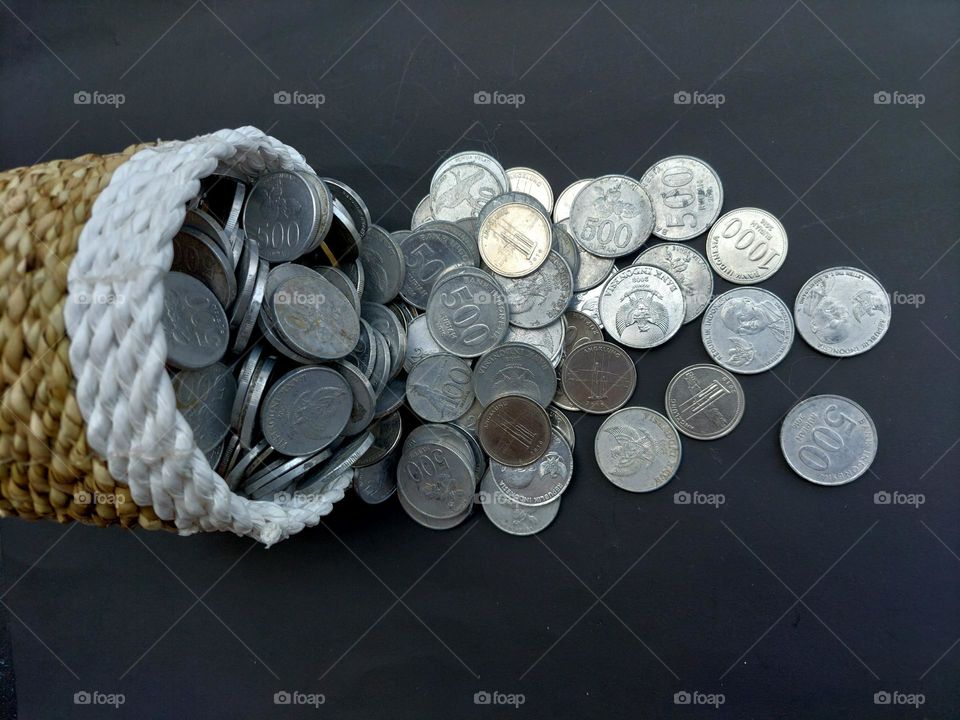 Coins in Indonesia. Rupiah currency.