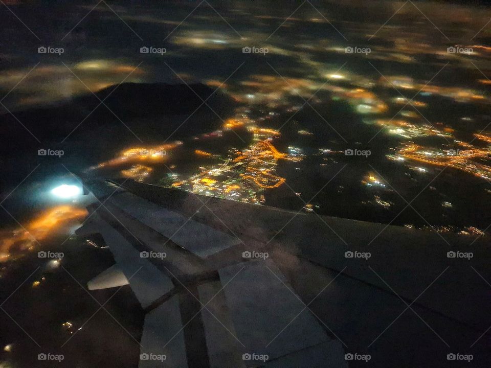 Night view from the airplane window