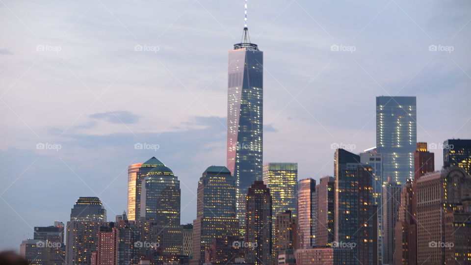 Freedom Tower at dusk 