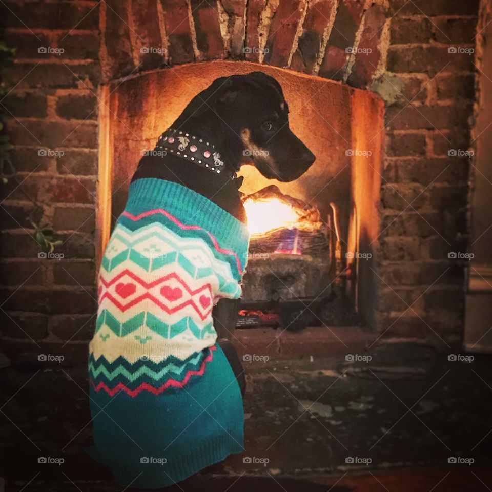Keeping warm by the fire