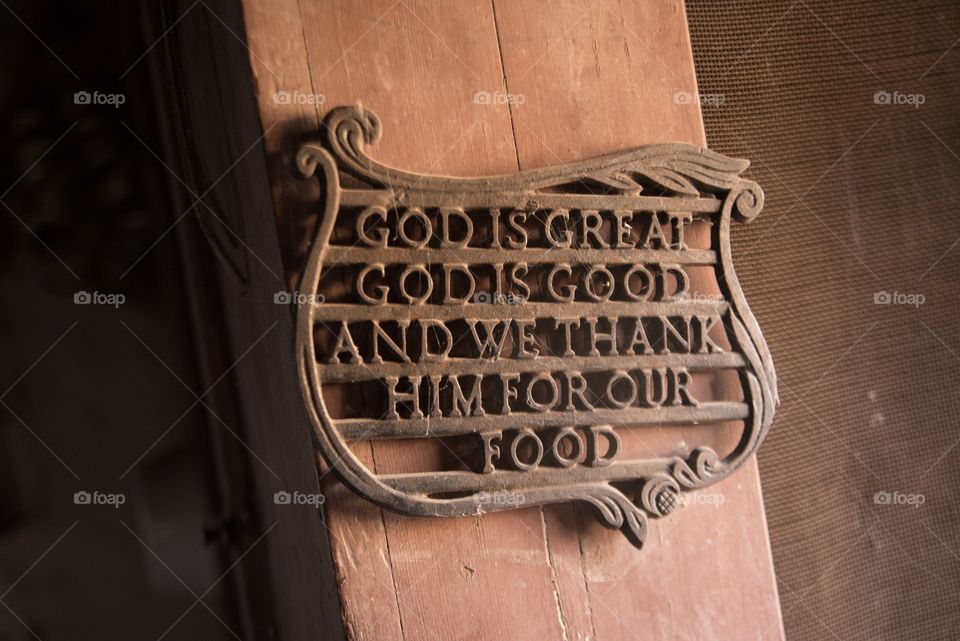 God is great, God is good iron decoration piece