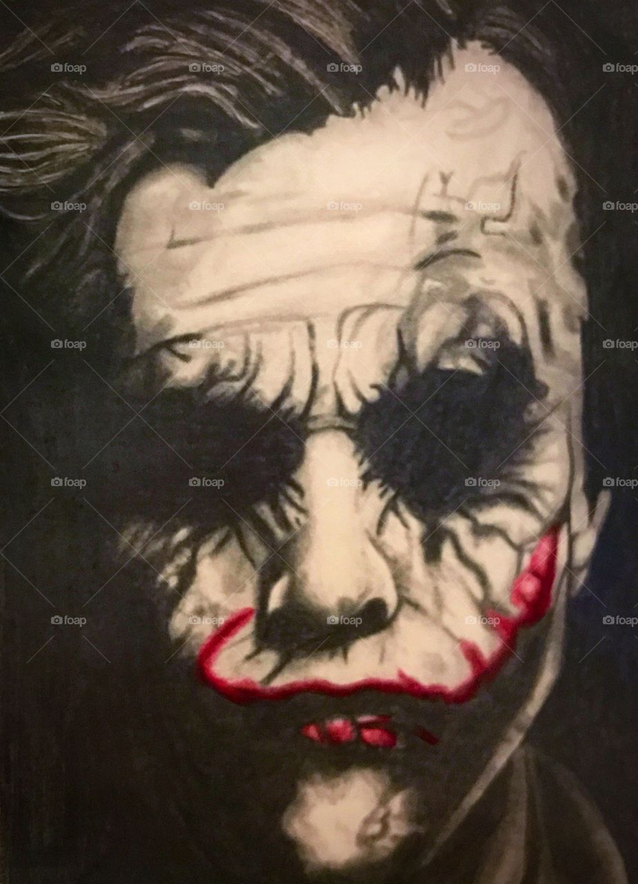 A drawing of Heath Ledger's Joker 