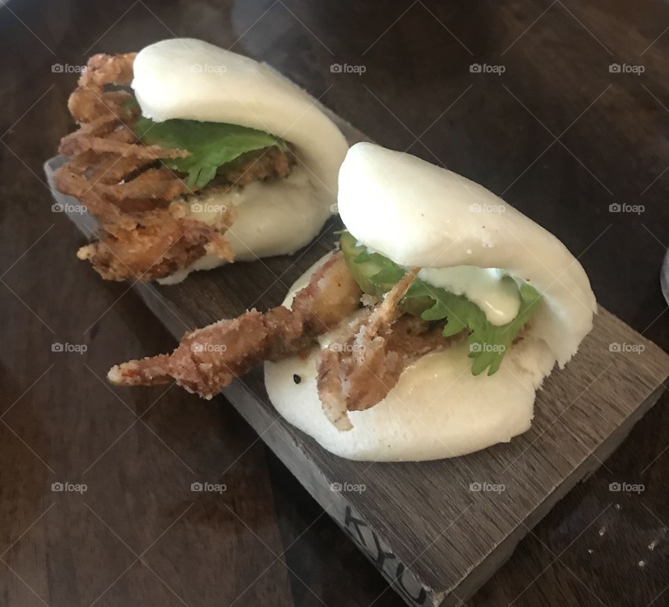 Delicious soft shell crab in soft Asian style bun