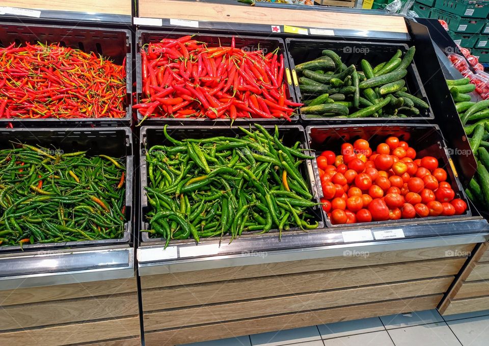 Colourful vegetable on display.