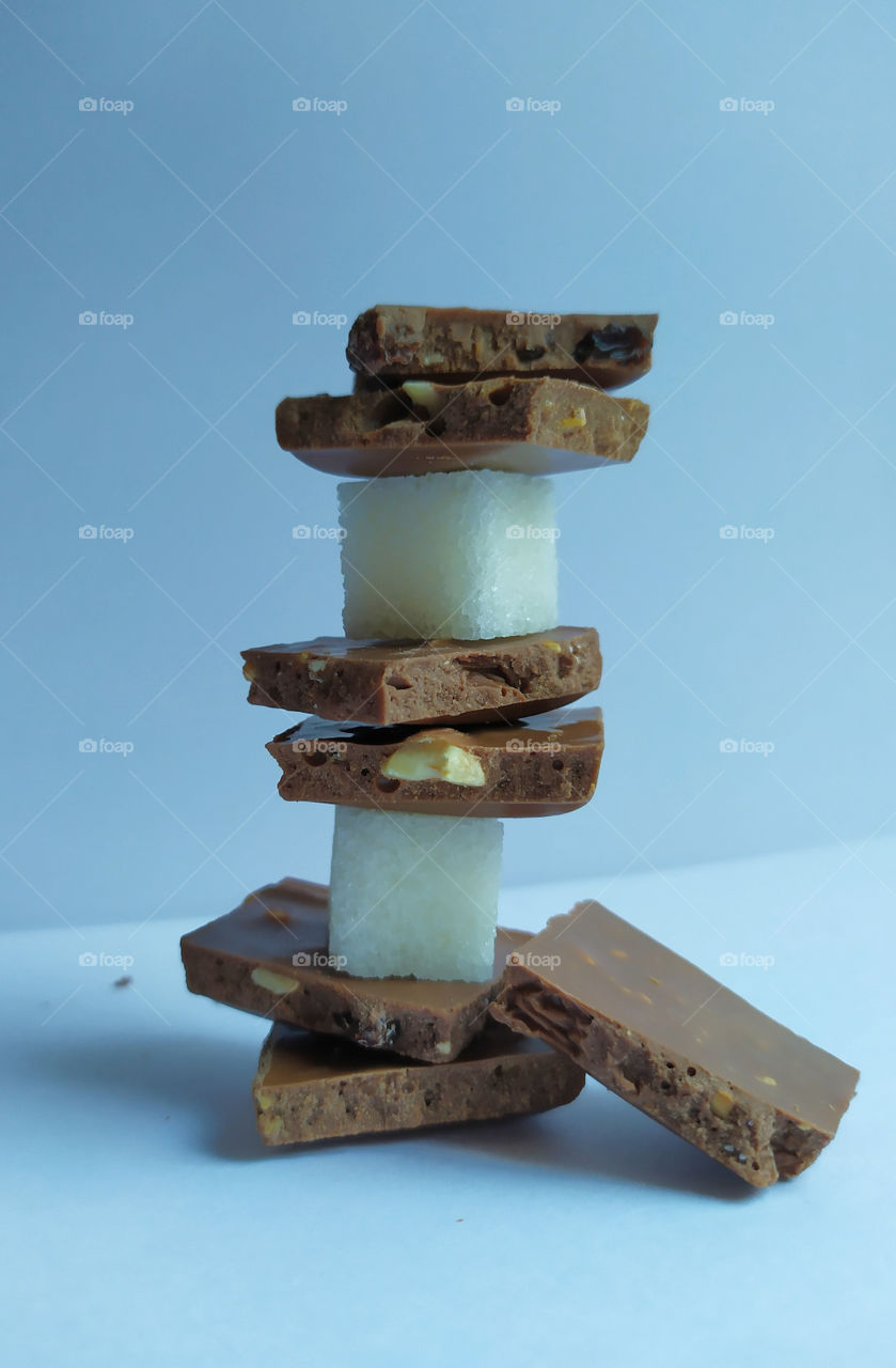 Chocolate bar pieces