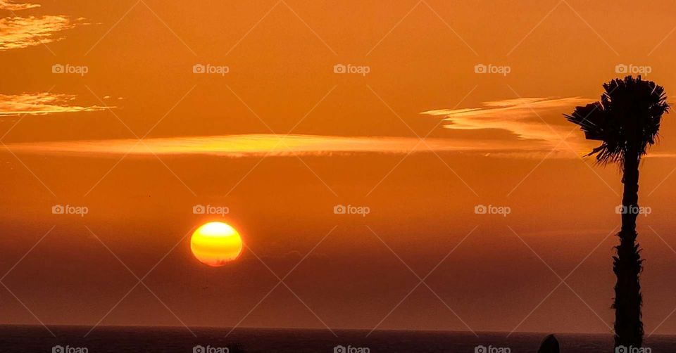 Sunset over the ocean in Agadir Morocco