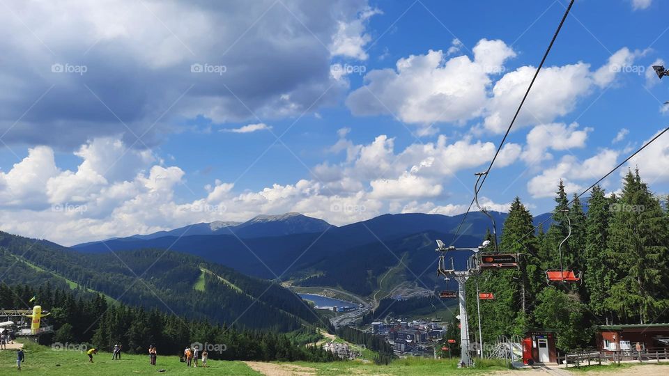 Cableway in the mountains Carpathians