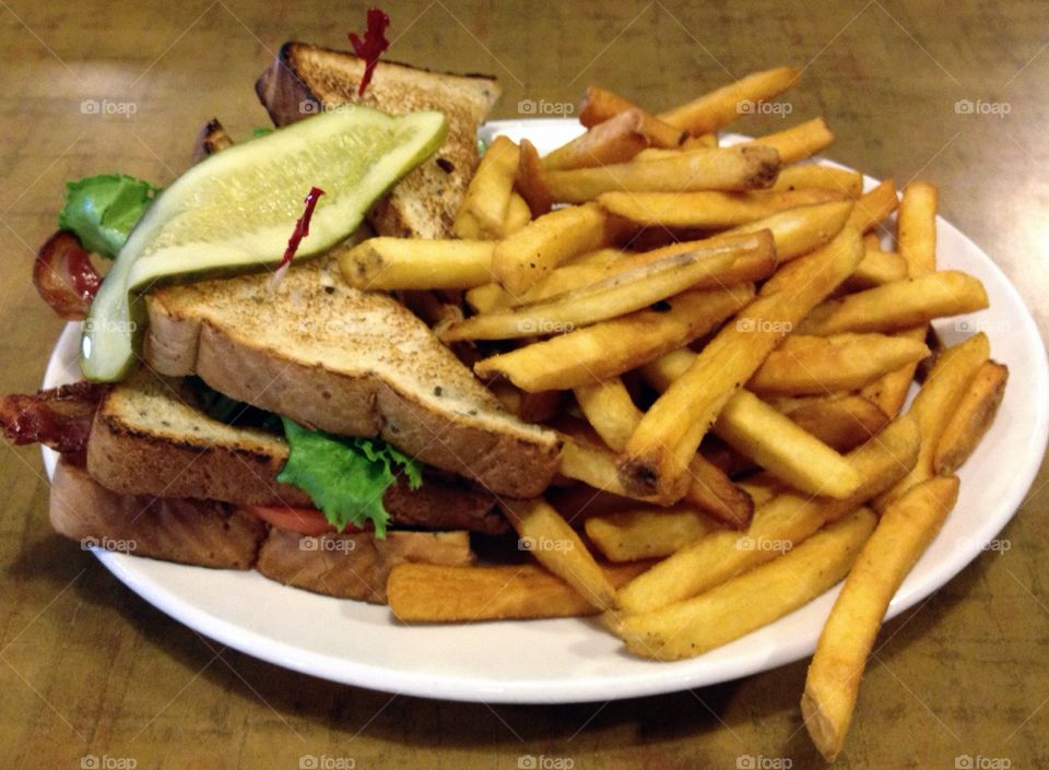 Sandwich and fries lunch