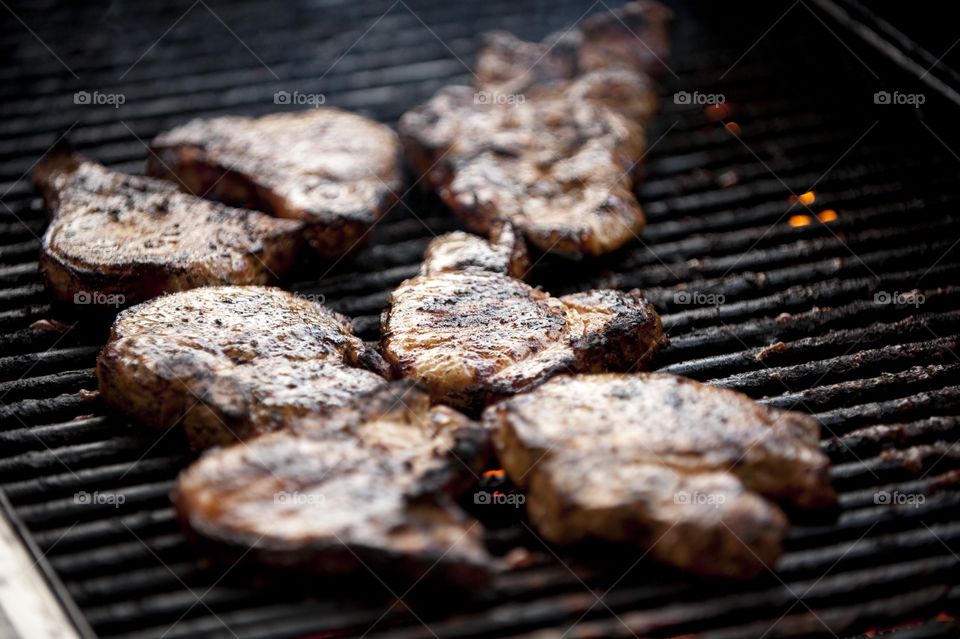 Steaks on a grill