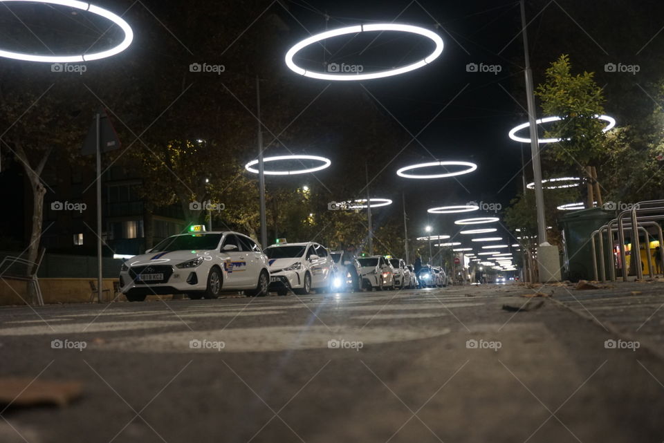 Station#taxi#cars#night#lights#road#city