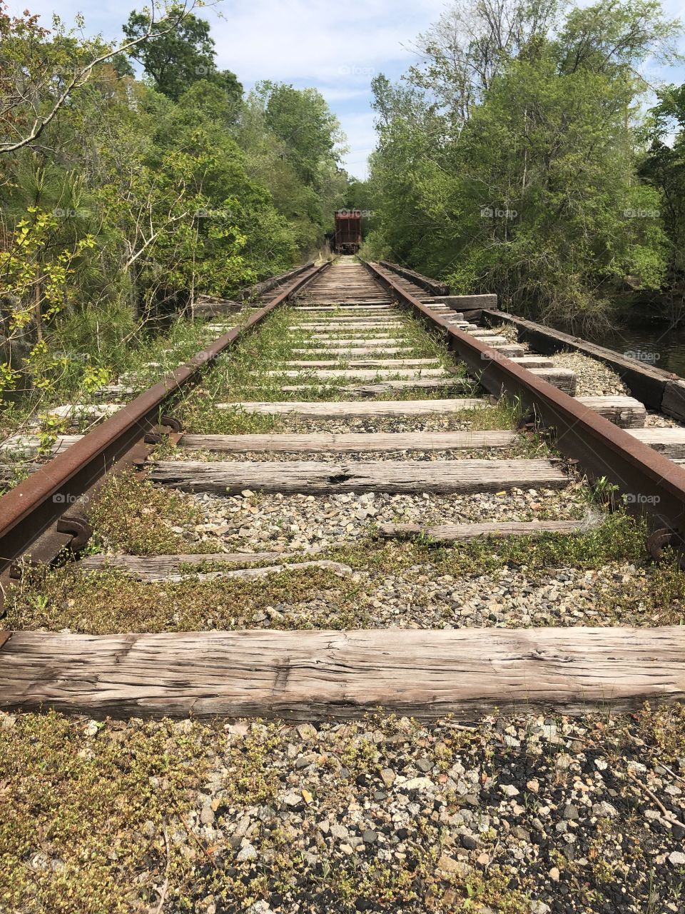 Abandoned railroad tracks. Urban vs rural.
