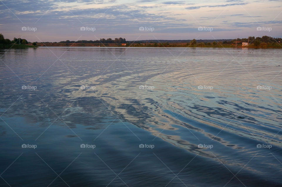 Lake landscape in sunset