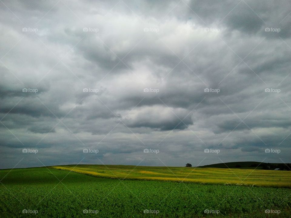 Stormy clouds - green fields