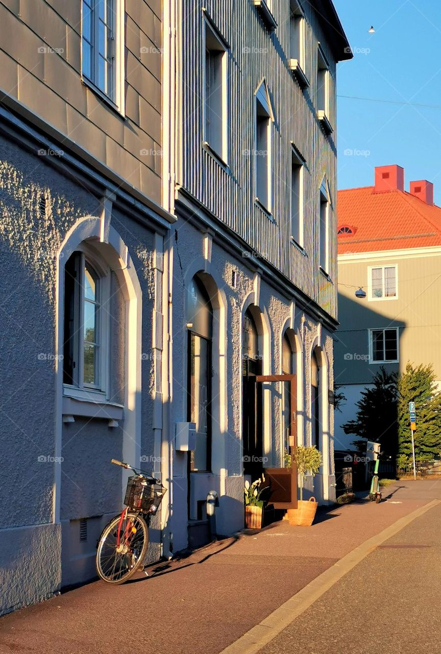 Houses in the evening sun